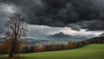 Dunkle Wetterprognose des DWD für den Wochenstart über Bayern unter tiefem „Nelly“